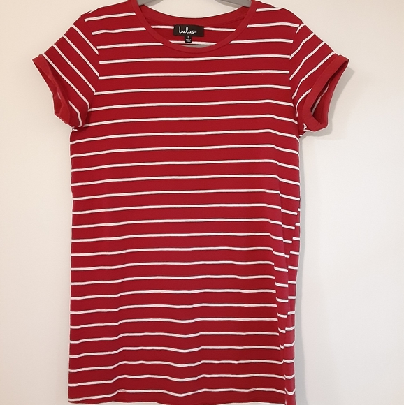 Lulus Red Striped Jersey Mini Dress Small - Picture 1 of 3